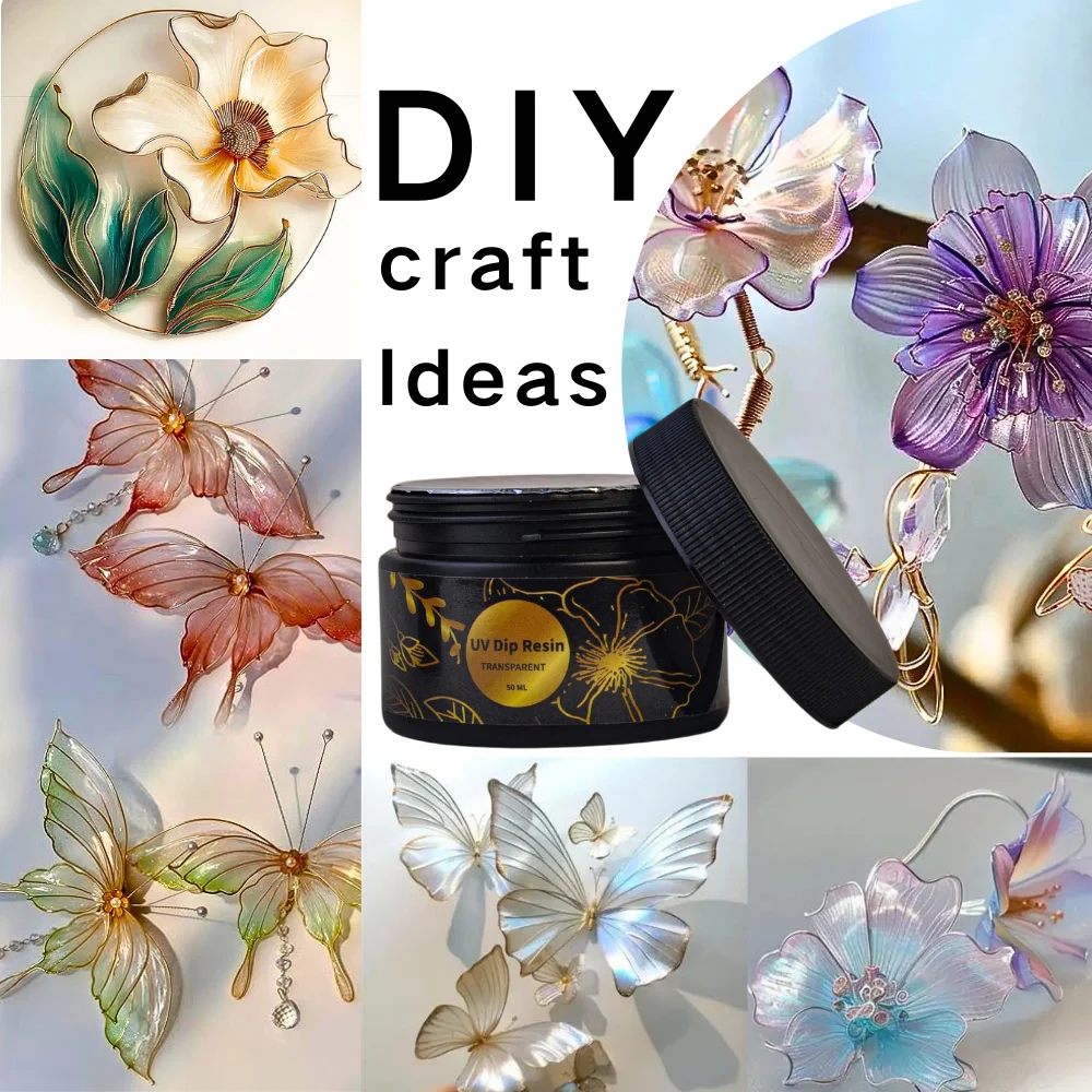 UV DIP Resin Glue Set 50/100ml  DIY Crystal Copper Wire Flower Liquid Ultraviolet Curing UV Glue Jewelry Making view 4