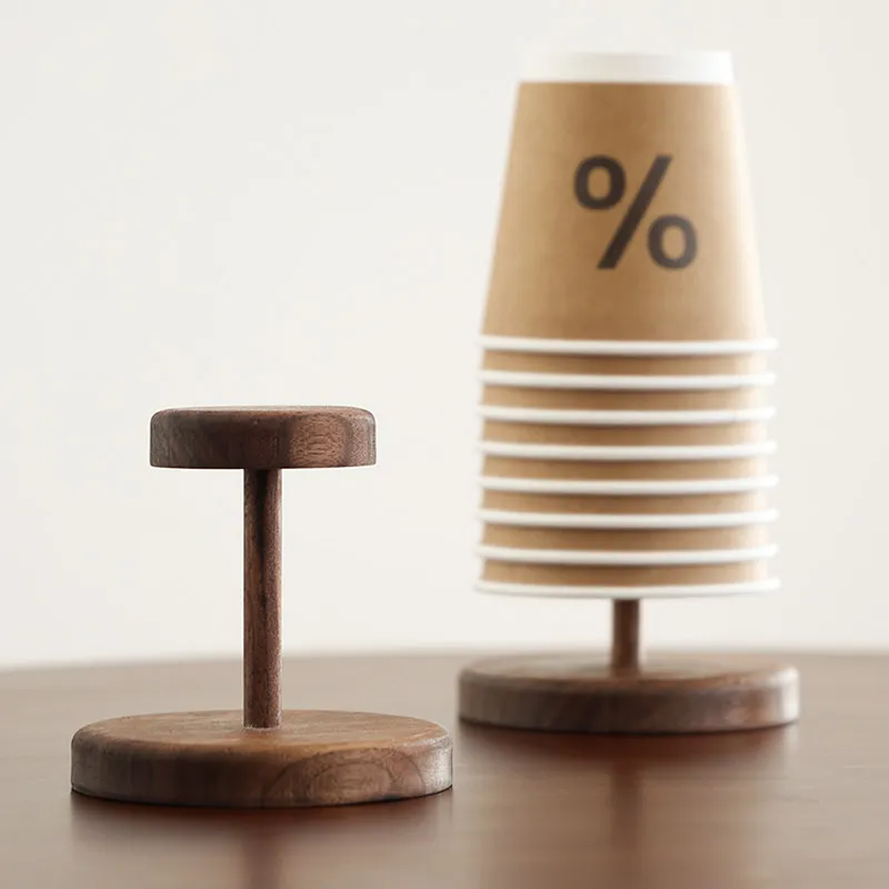 2PCS black walnut disposable cup picker, shelf, high value paper cup holder, cup holder, coffee corner