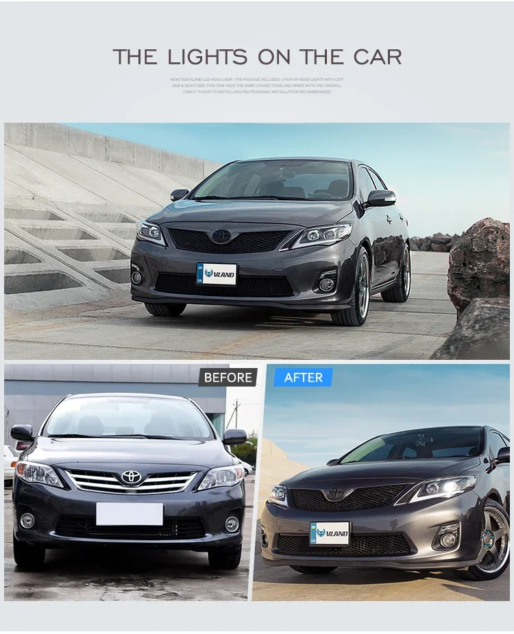 Produttori VLAND Fari a LED con indicatori di direzione sequenziali 2011 2012 2013 Luce frontale per lampada frontale la
