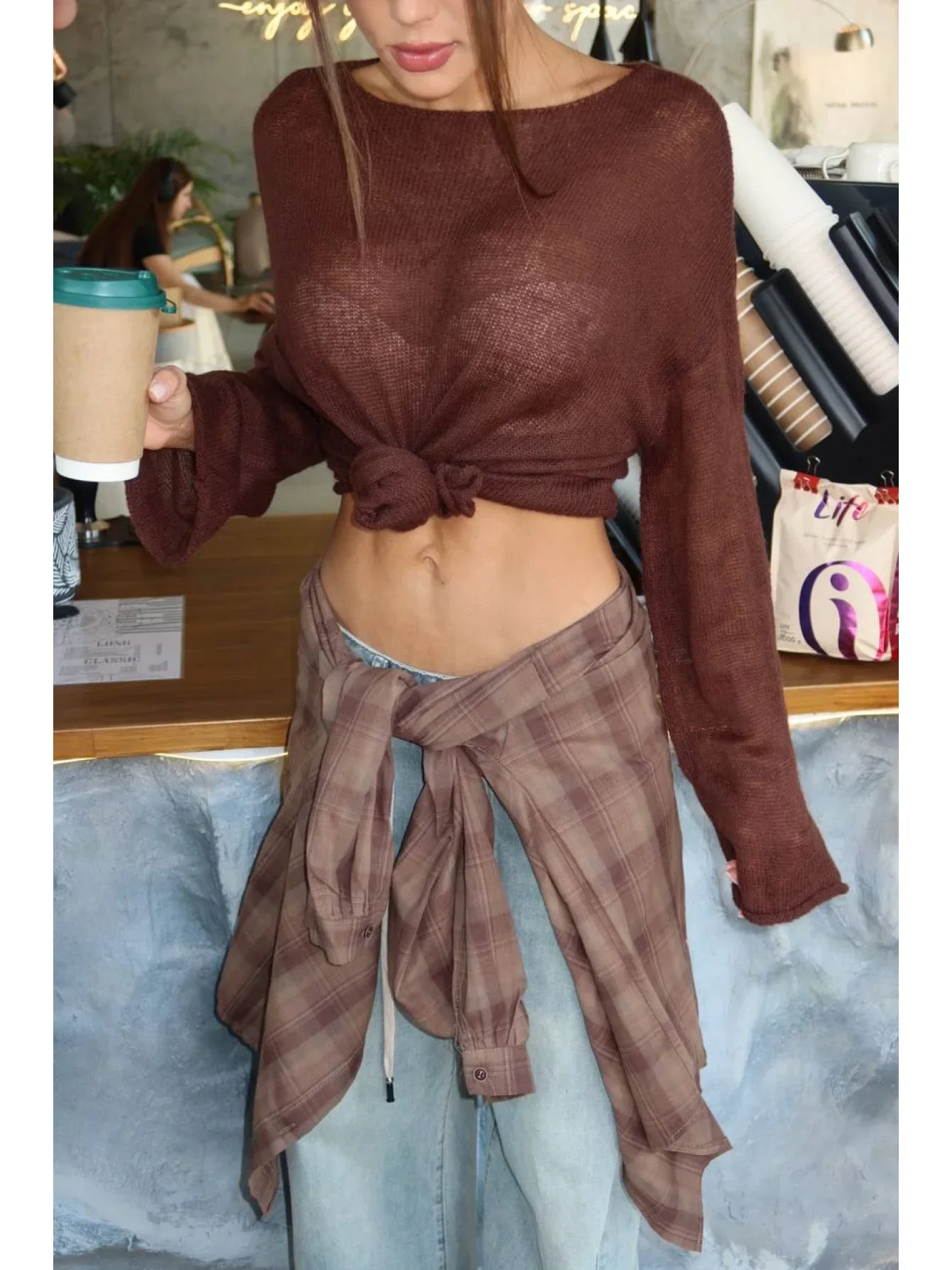 

Women's Sheer Sweater - Soft Long Sleeve Top, Loose Pullover Suit for Spring/Summer/Autumn, Office, Party Women's Sweater
