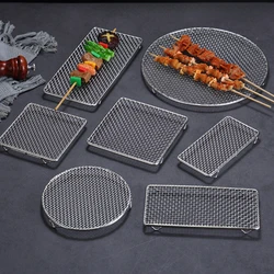 304 Food Grade Stainless Steel Mesh Barbecue Grill with Feet Oil Draining Circular Square Mesh Grill