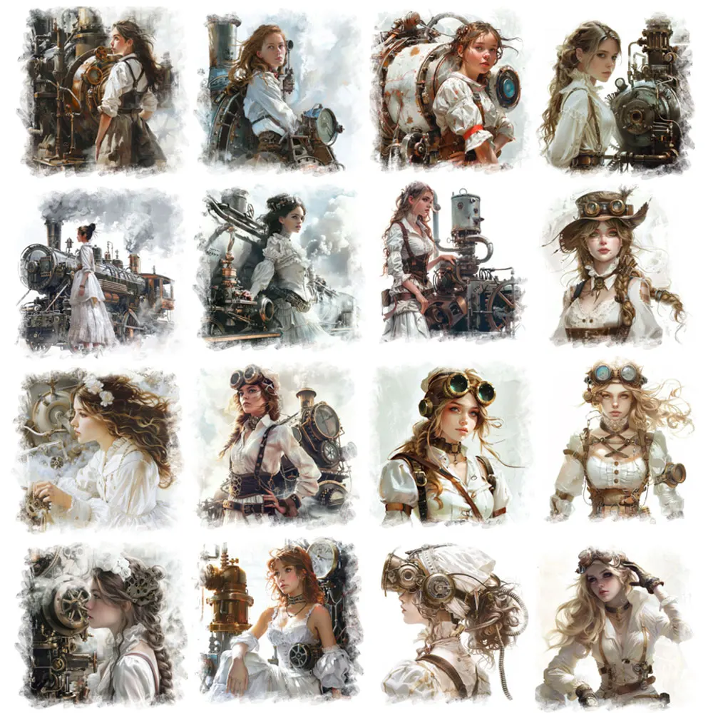 Steampunk Woman Stickers Pack Varied for Kids Crafts Scrapbooking Luggage Suitcase Laptop Aesthetic Decoration Graffiti Decals