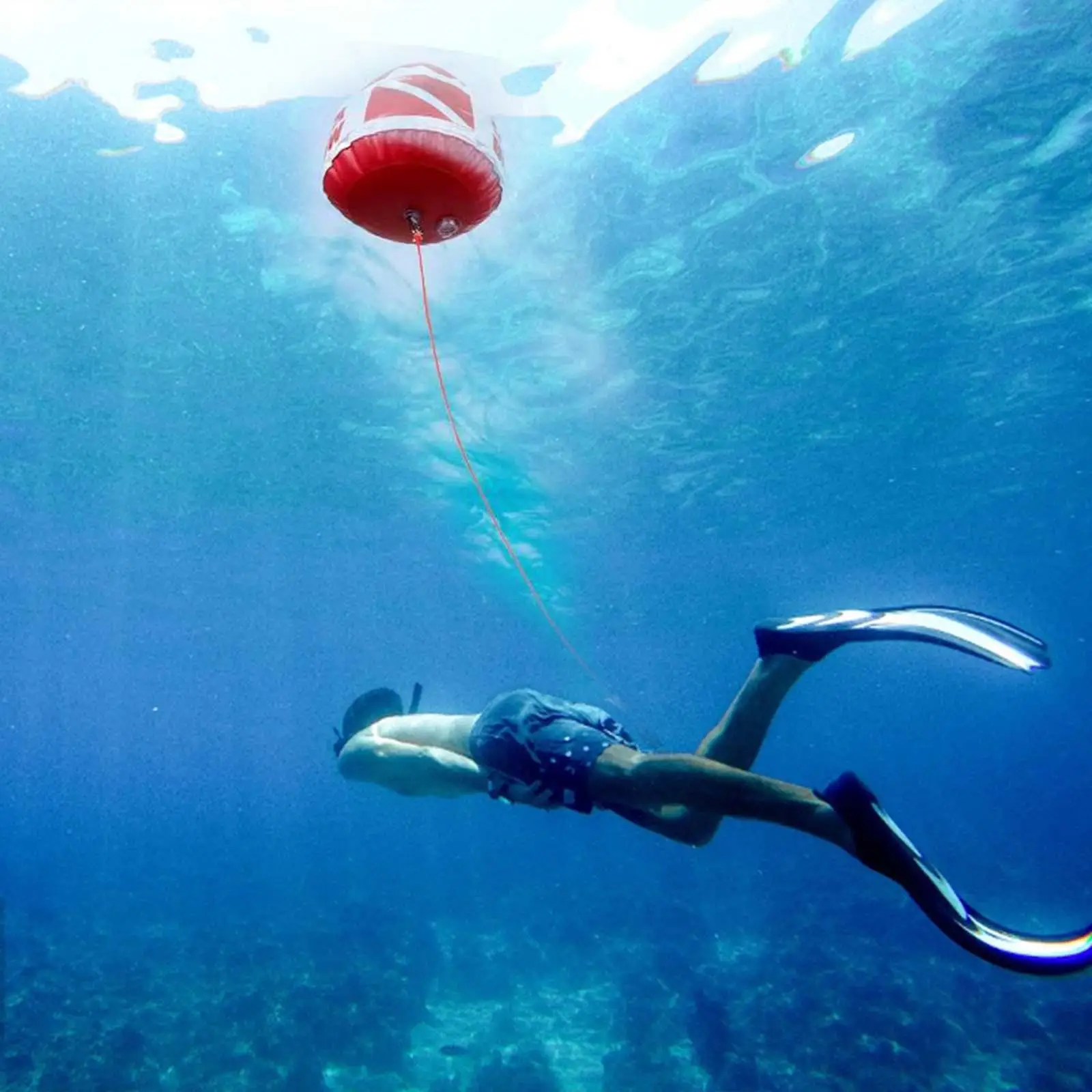 Inflatable Float with Dive Flag Float Diver below Floater for Free Diving Diving Gear Snorkeling Surface Signaling