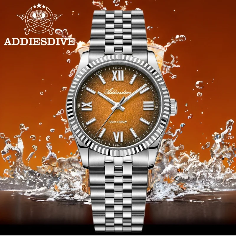 Addiesdive رائجة البيع ساعة رجالية 316L الفولاذ المقاوم للصدأ الياقوت العشب BGW9 سوبر مضيئة اليوبيل حزام 100 متر غواص VH31 ساعة كوارتز #2