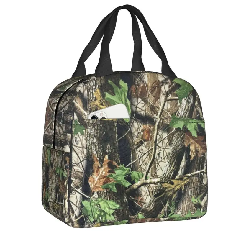 Real Tree Camouflage Camo Pattern Insulated Lunch Bag for Women Leakproof Cooler Thermal Lunch Tote Office Picnic Travel