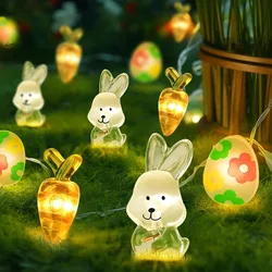 Easter Egg Colorful Light String Lovely Rabbit Carrot Happy Easter Day Decor For Home 2025 Spring Festival Party DIY