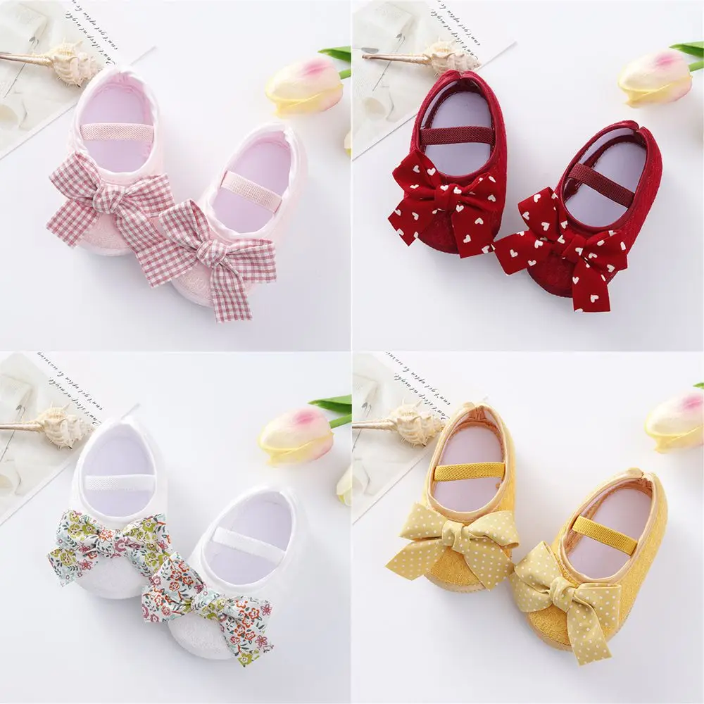 

New Anti-slip Bowknot Baby Girls Boots Infant Print Shoes First Walkers Toddler Shoes