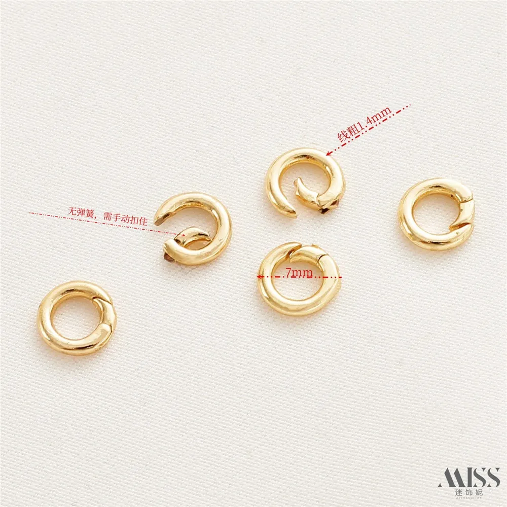 14K Gold Color Round Opening Ring G-shaped Buckle, Buckle Ring DIY Bracelet, Necklace, Ending Connection, Jewelry Accessories.