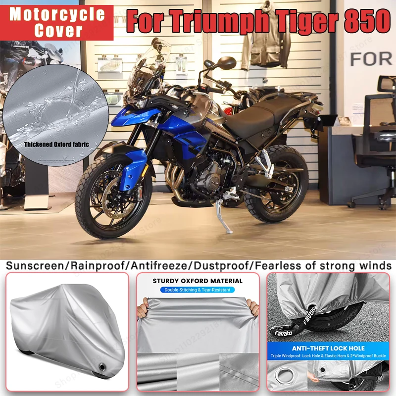 

For Triumph Tiger 850 No Ear Motorcycle Cover - Outdoor Full Body Protection, Waterproof Dustproof Heat-Resistant Moto Accessory