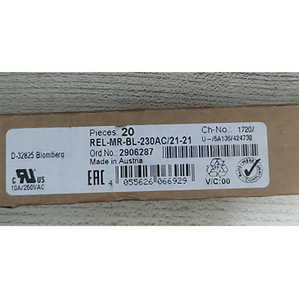 20 PCS 2906287 REL-MR-BL-230AC/21-21 Relé Único