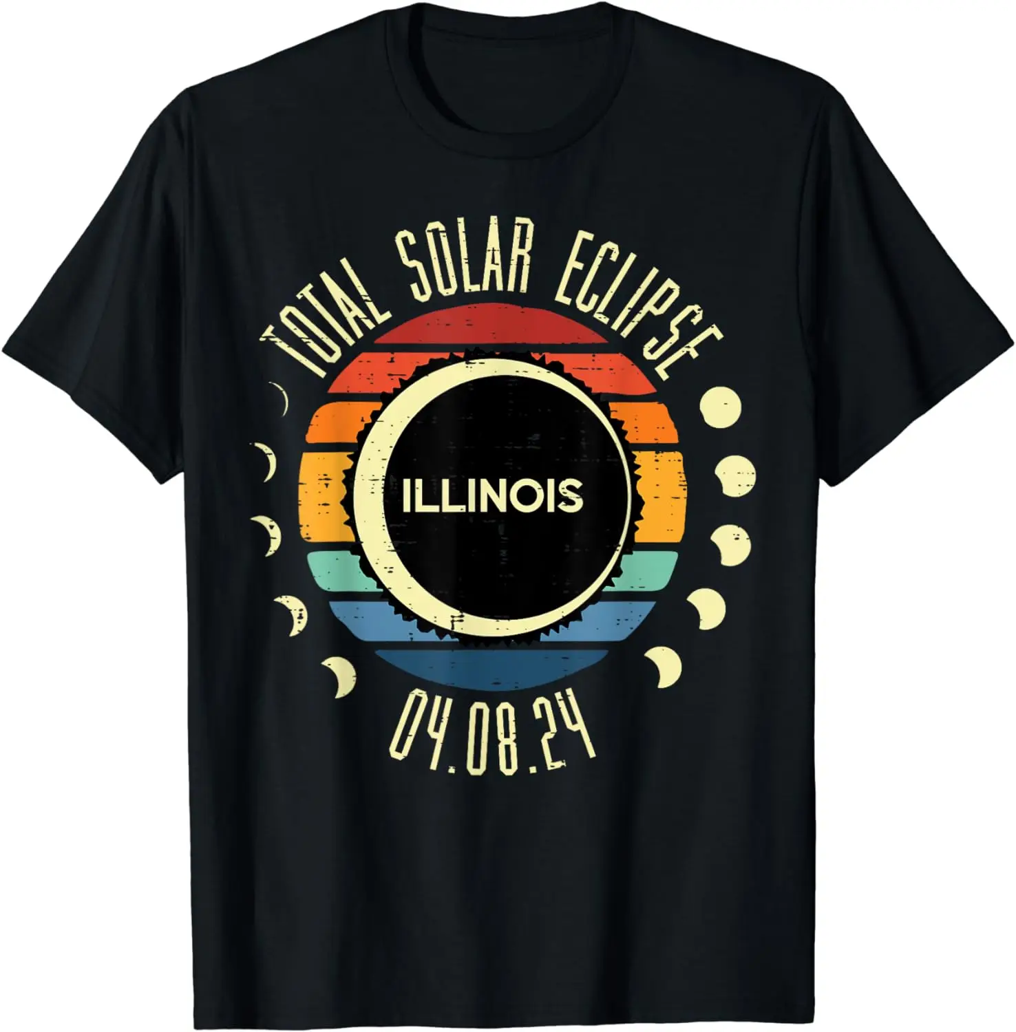 

Total Solar Eclipse Illinois Retro 04.08.24 Men Women Kids T-Shirt