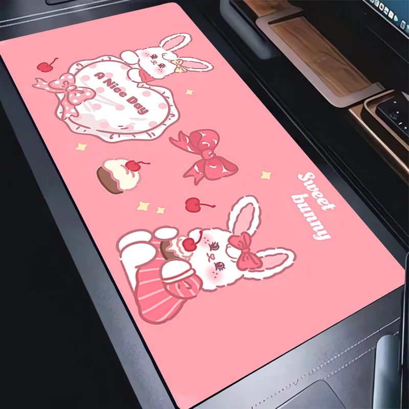 

Mouse Pad Computer Office Game Cute Table Mats Rubber Anti-slip Gaming Keyboard Pad Bunny Rabbit Kawaii Mousepads Long Desk Mats