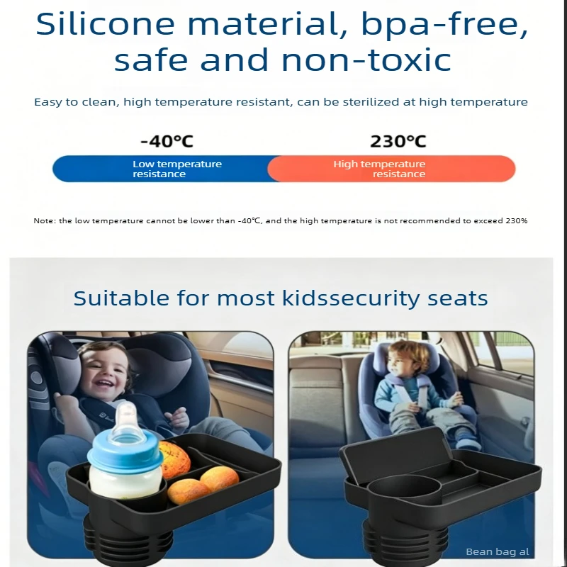 Multi-purpose silicone car kid tray child safety seat dining table stable food tray with phone holder car travel accessories
