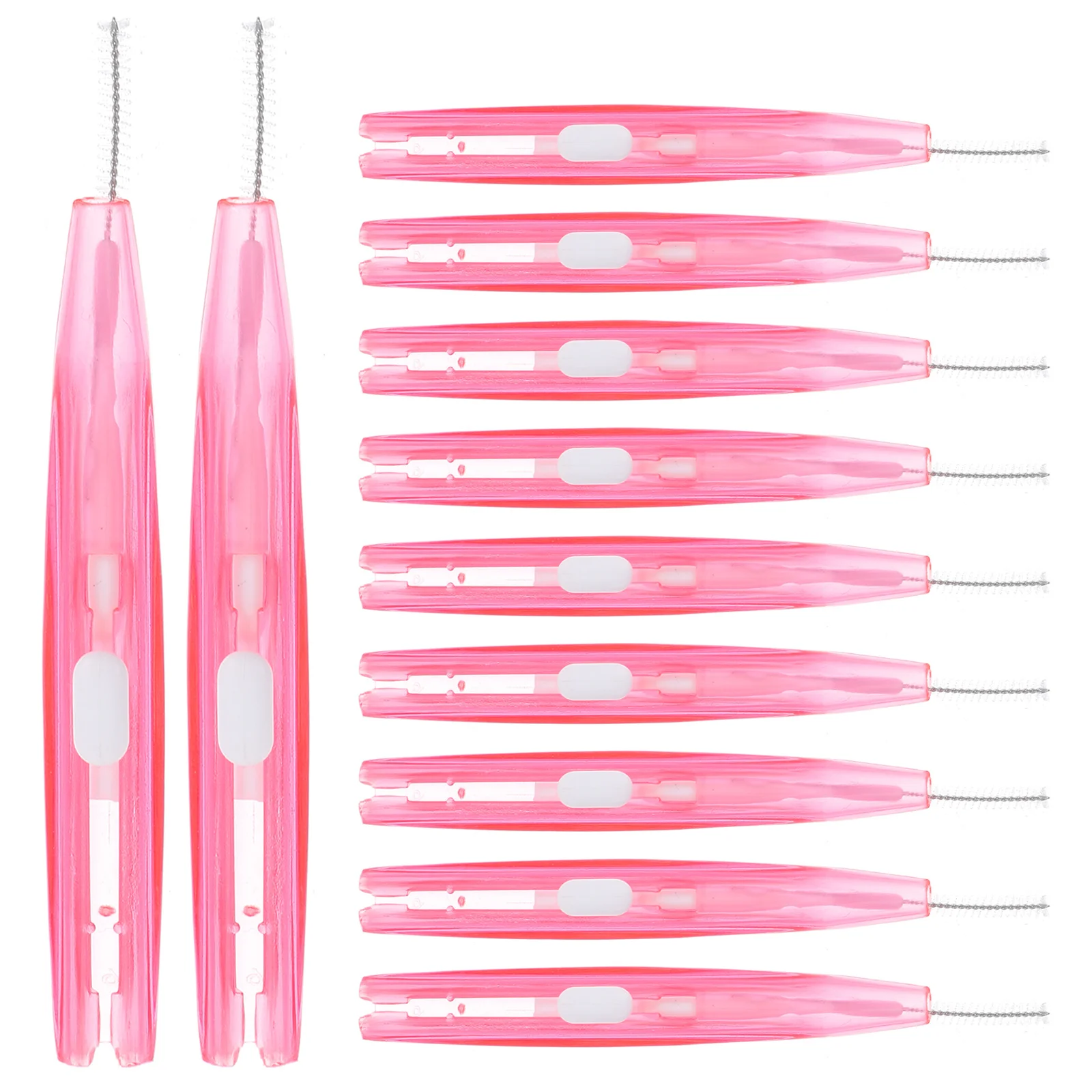 30 pcs Interdental Brushes 0.6Mm Pink Comfortable Grip Reach Back Teeth Braces Implants Bridges Crowns Plastic Coated Dental