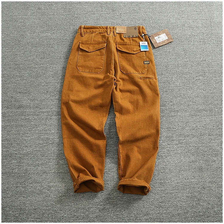 Autumn And Winter New American Heavyweight Retro Men\'s Loose Straight Leg Overalls 100% Cotton Woven Twill Casual Trousers