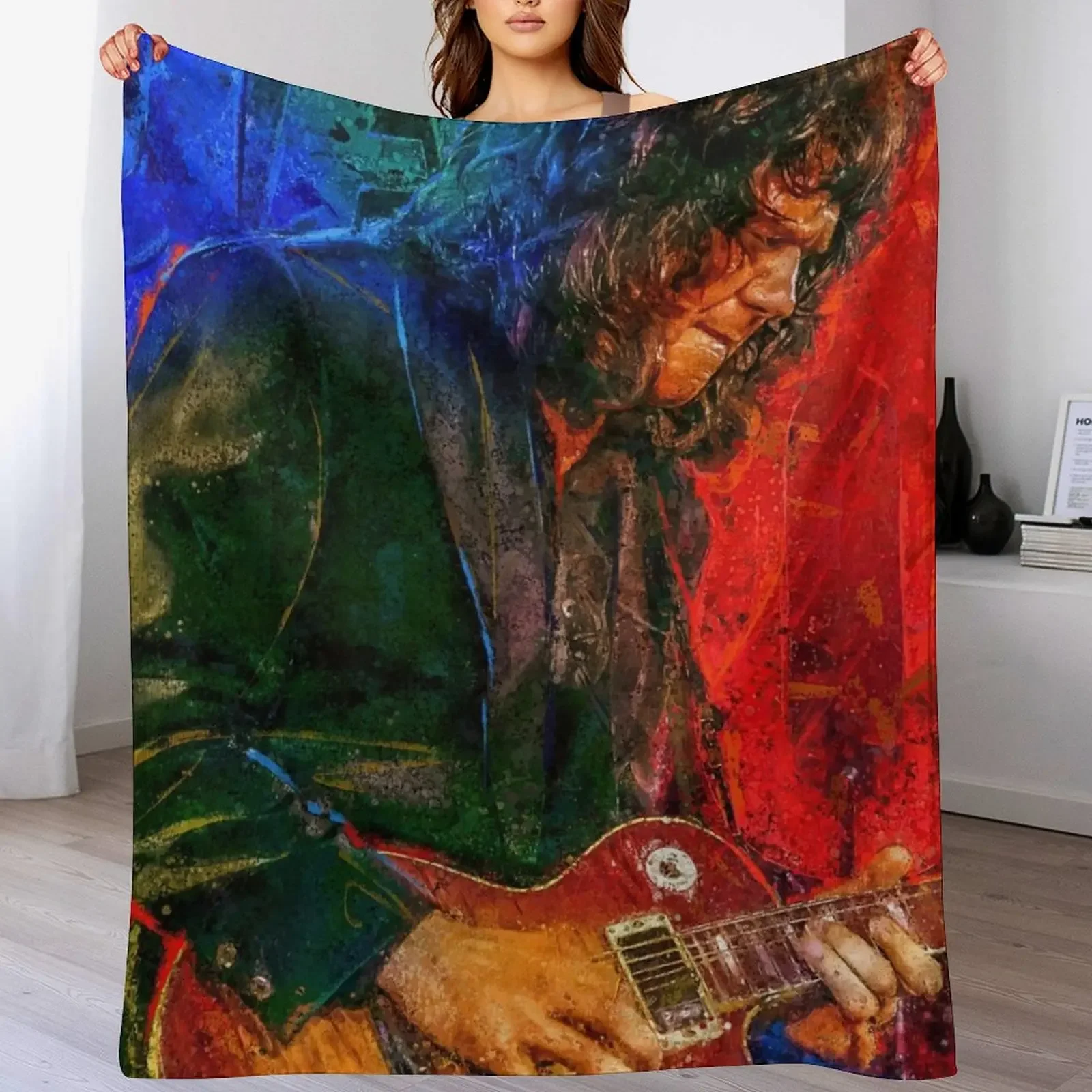 

Gary Moore Tribute portrait art Throw Blanket Plush Fuzzy Cozy Blanket for Couch Sofa