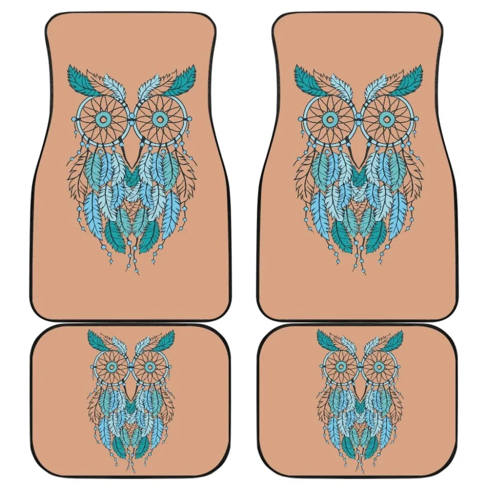 NATIVE DREAMCATCHER FEATHER Car Floor Mats Front & Rear Liners Set, Universal Fit Auto Carpet Floor Mats Set of 4 for SUV,Vans