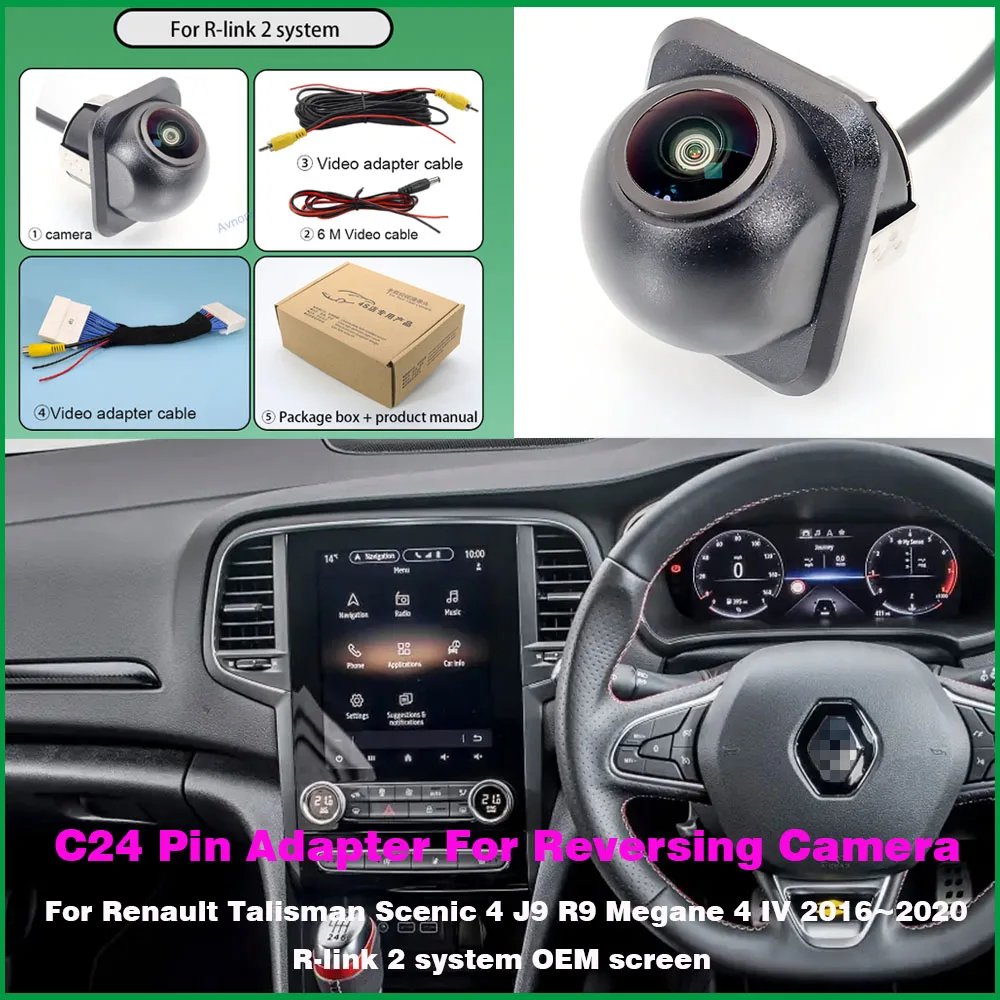 Камера заднего вида для Renault Talisman, Scenic 4 J9, R9, Megane 4 IV 2016~2020, система R-link 2, экран OEM