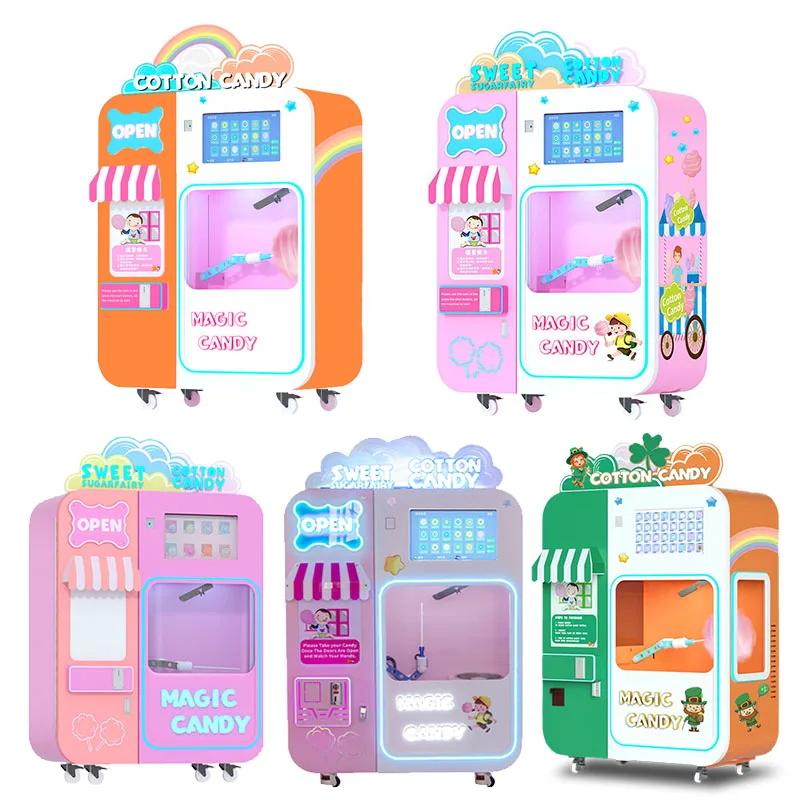 New Custom Snack Food Intelligent Robotic  Cotton Candy Vending Machine for Birthday Parties Equipment Automatic Flower business