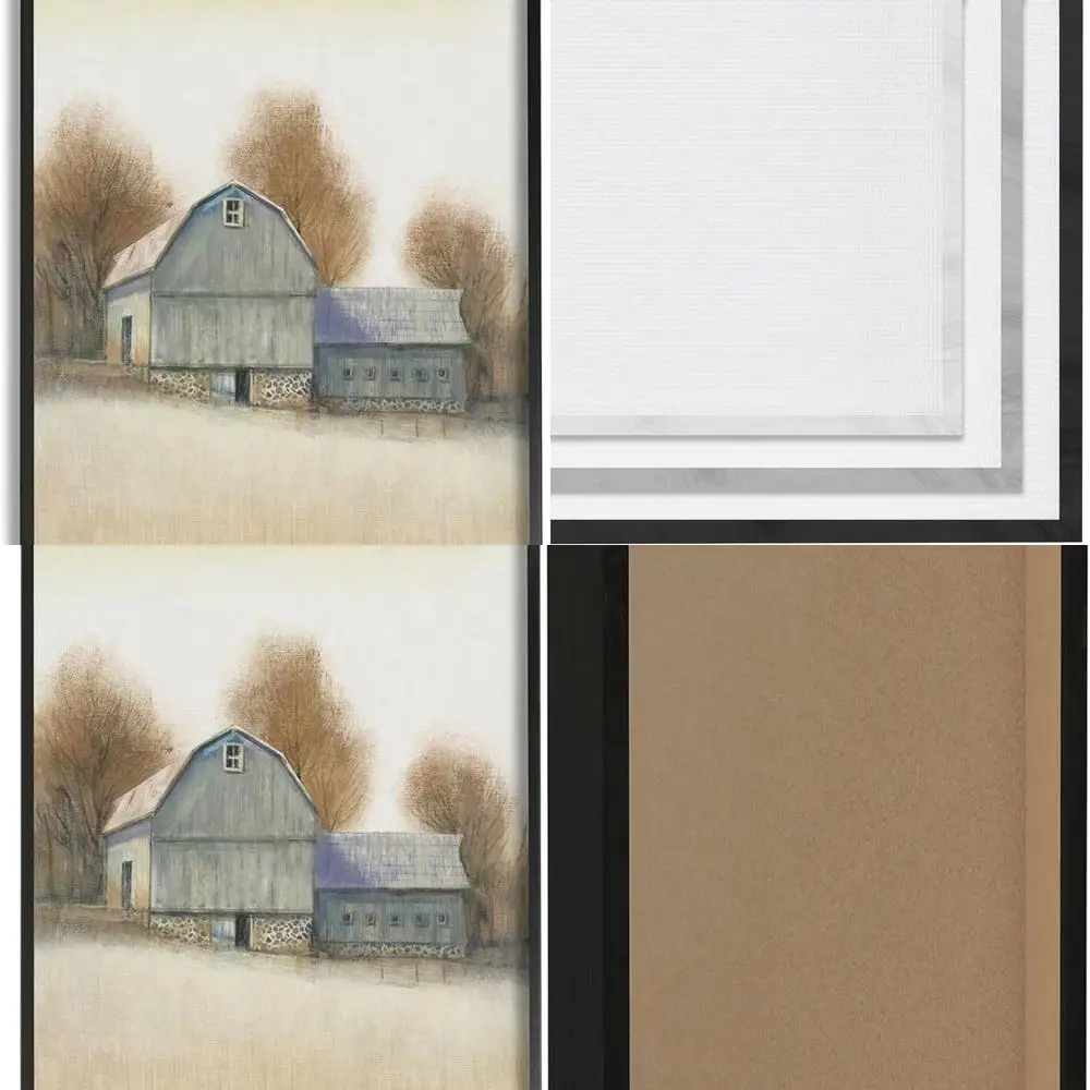 

Autumn-Toned Vintage Farm Art by Tim O'Toole, 24x30 Black Framed Wall Decor