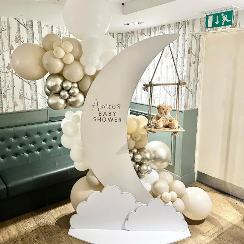 60 Zoll personalisierte Boho Mond weiße Wolke Ausschnitte KT Board für Babyparty 1. Geburtstag Hochzeit Party Foto Kulissen Dekoration