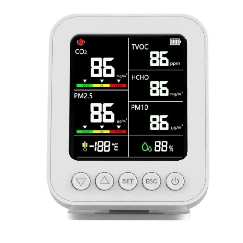 

Easy Carry Air Quality Tester 7 Parameters PM2.5 Formaldehyde Moisture Tester