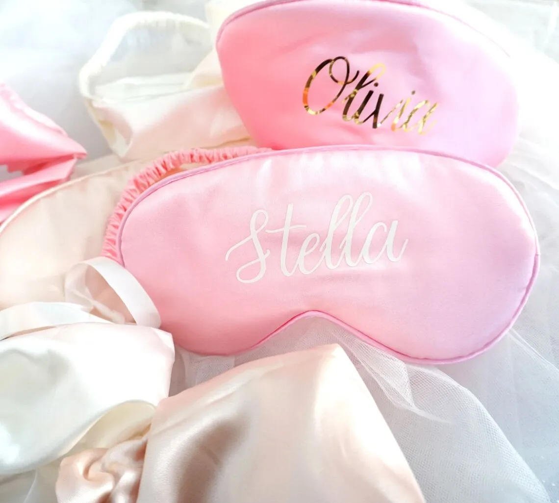 Personalized Silky Eye Mask Set, Custom Sleep Mask, Christmas & Holiday Gift, Sleepover Party Gift, Wedding Kids Adults Birthday