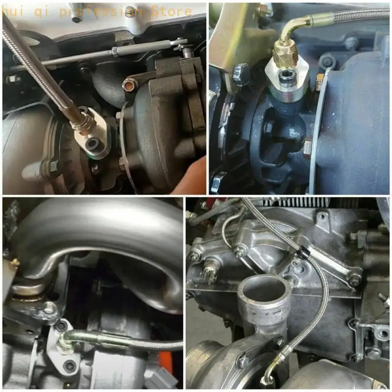 Ölzufuhradapter AN4-Aluminiumflansch mit Gewindeanschluss, Dichtung und Befestigungsschrauben für T04Ölleitungsreparatur – Detail 8