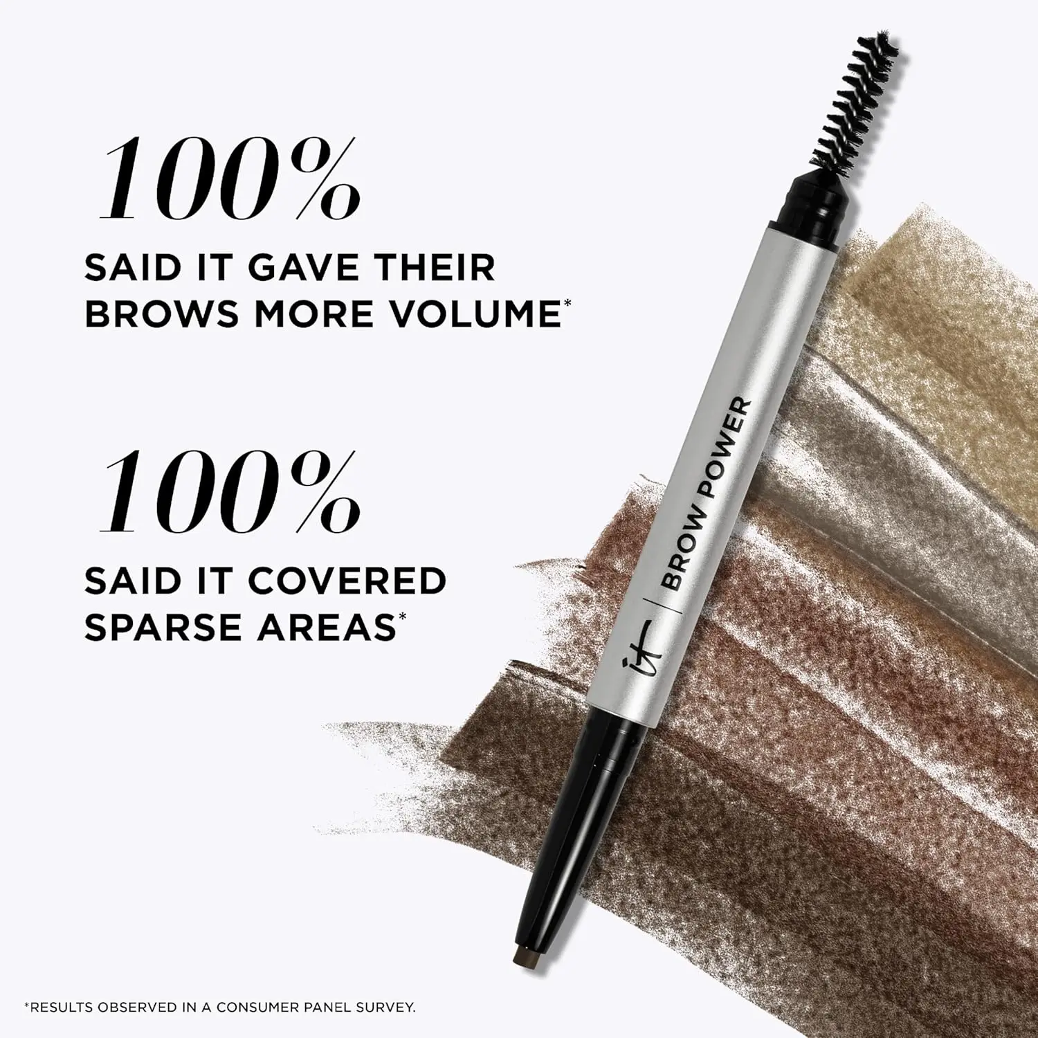 Universal Eyebrow Pencil with Long-Lasting, Budge-Proof Formula and Biotin for Natural-Looking Brows, Includes Spoolie Brush