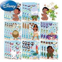 8/16sheets Disney Moana Puzzle Stickers Kawaii Make-a-Face Decal Children DIY Assemble Jigsaw Educational Sticker Kid Party Gift