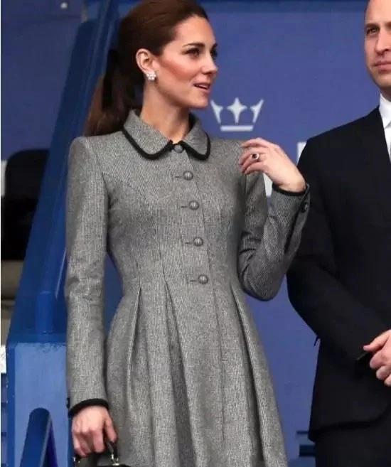 Imagem -03 - Vestido de Princesa Moda Kate Middleton Manga Longa Feminino Uma Linha Midi na Altura do Joelho Vestido de Escritório Senhoras Trabalho Formal Vestidos Casuais