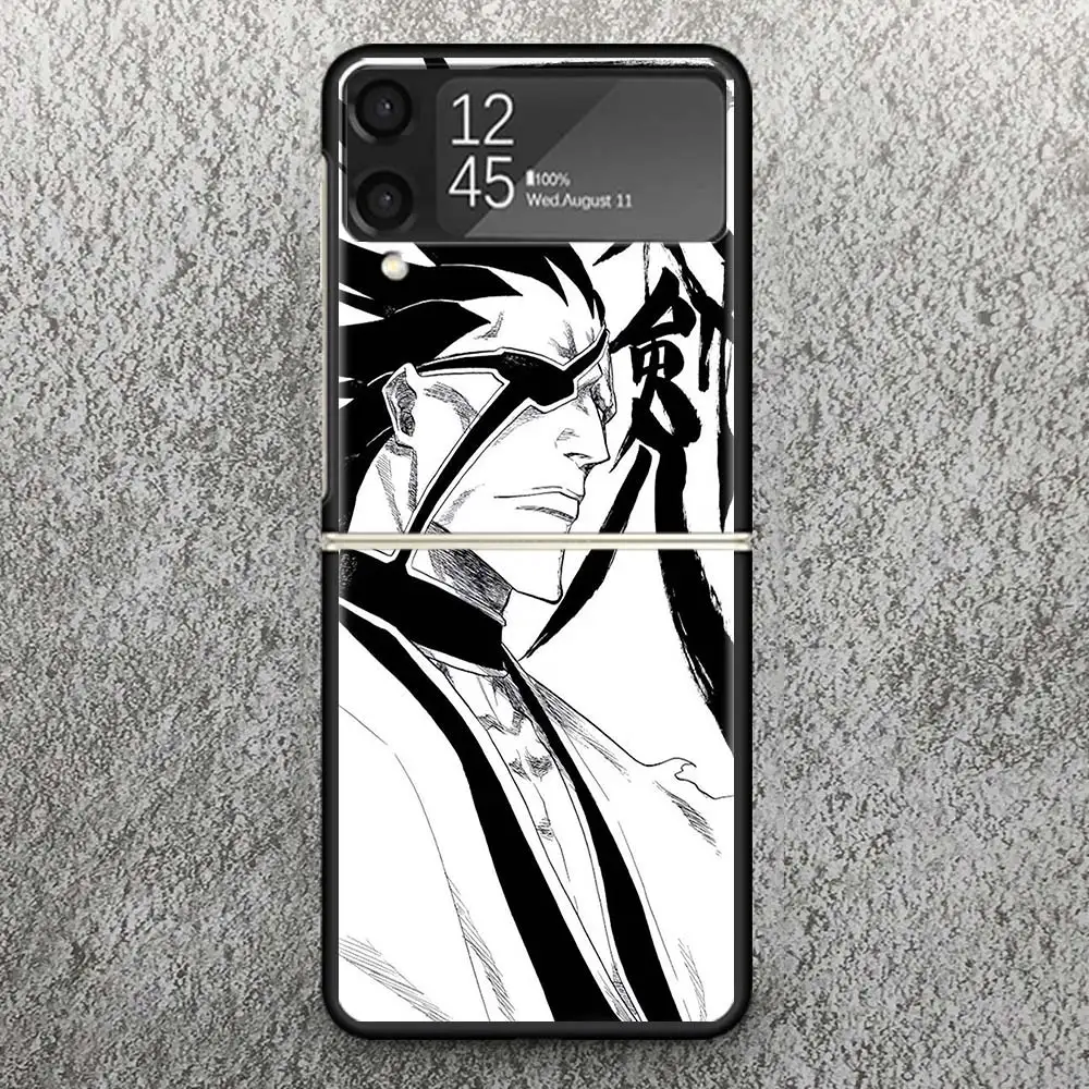 Bleach Zaraki Kenpachi Print Case For Samsung Galaxy Z Flip 3 4 5 5G Black Hard Cell Phone Shell ZFlip3 Flip4 Flip5 Pattern Cove