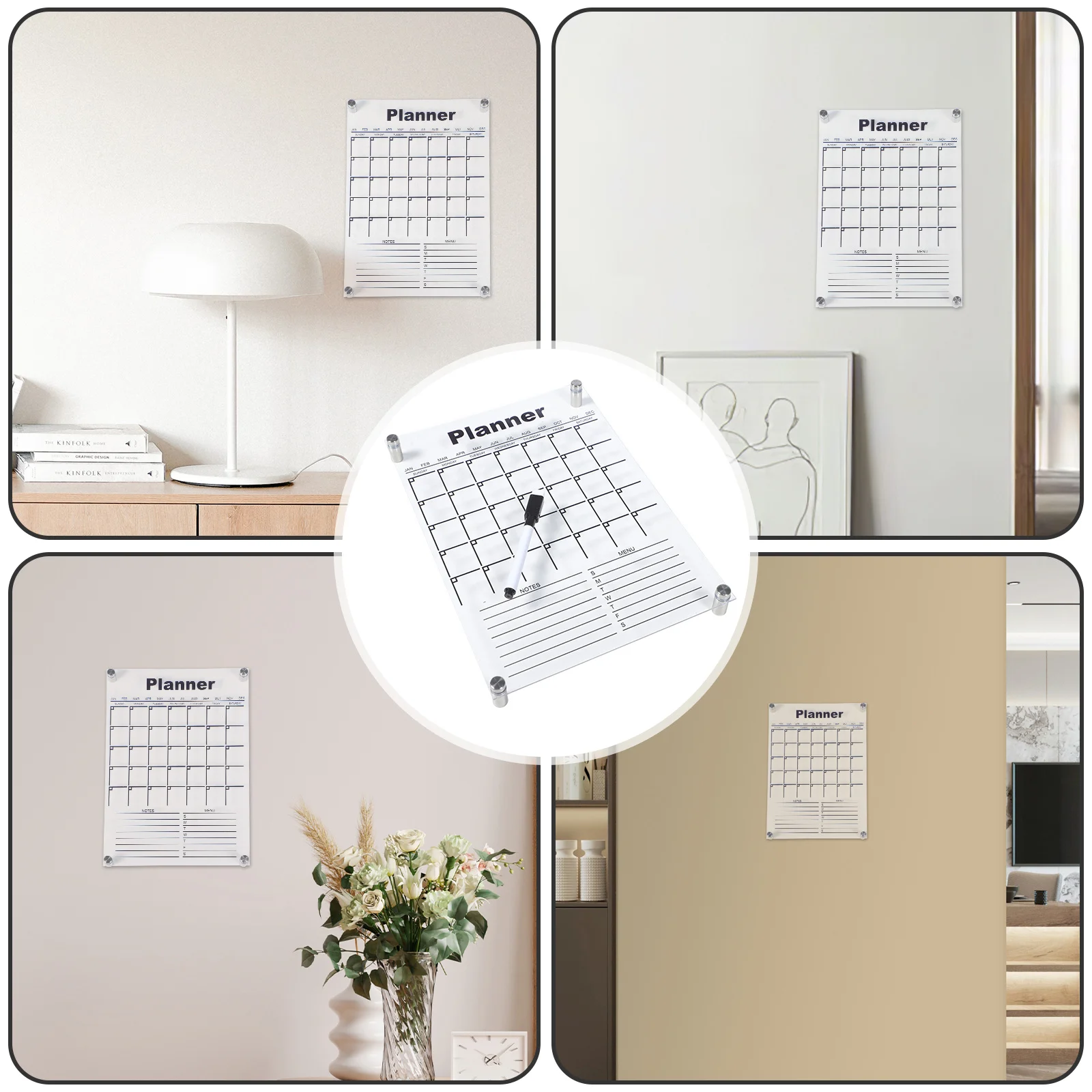 1 Juego de tablero de notas acrílico transparente, portátil, reutilizable para mesa de oficina en casa, pantalla de escritura, tablero de borrado en seco transparente fácil de usar