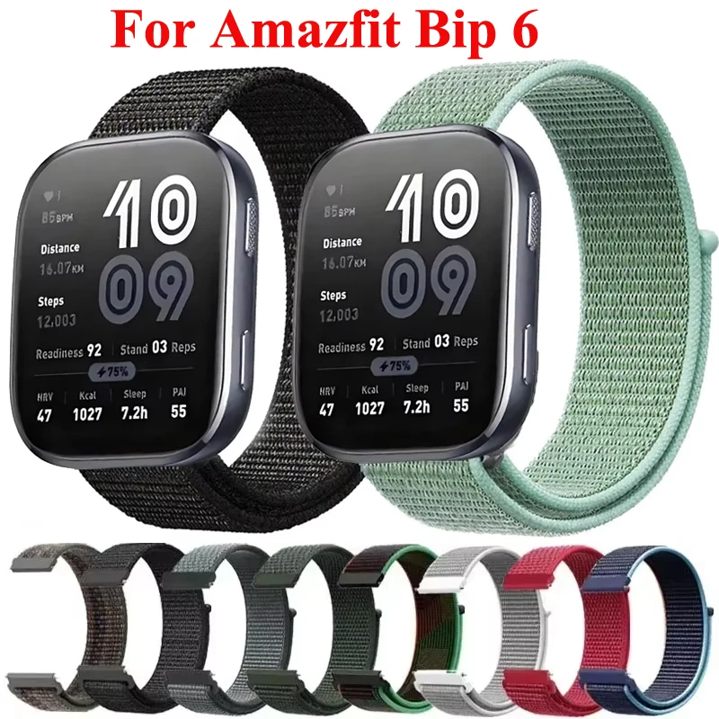 20mm 22mm Nylon Loop For Amazfit Bip 6 5 3 Smart Watch Strap Bracelet For Amazfit GTR 4 3 Pro GTS 4 3 2mini Active 2/Helio/Pace