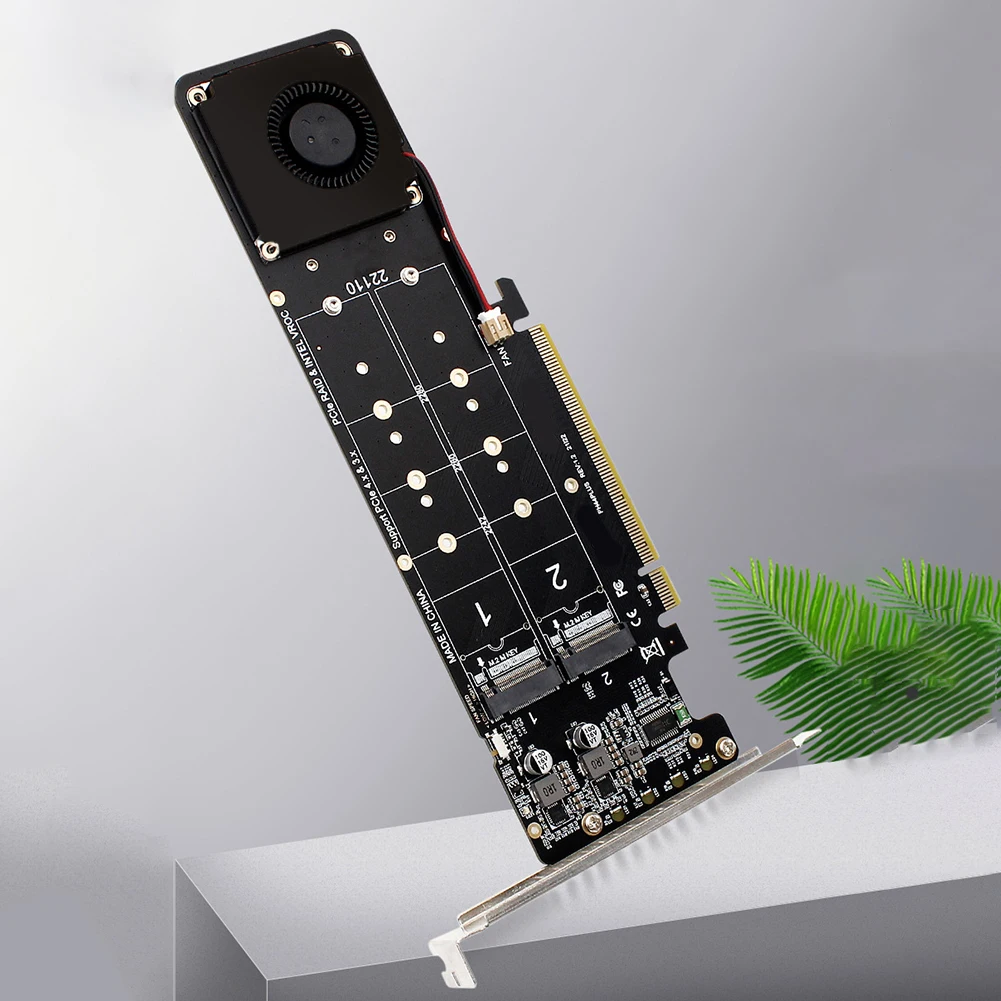 PCIeX16 To M.2 NVMe SSD Adapter Card M Key 4 NVME Expansion Card 4x32Gbps M2 NVME Extended Card Support SSD 2280/2260/2242/2230