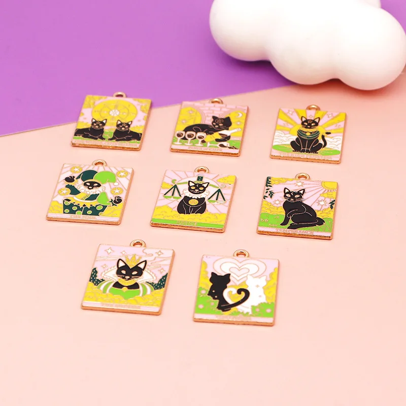 20 pcs/lot Fashion Cute Black Cat Tarot Pendant Making Accessories Charms for Women, Earrings/Necklace Handmade DIY Jewelry