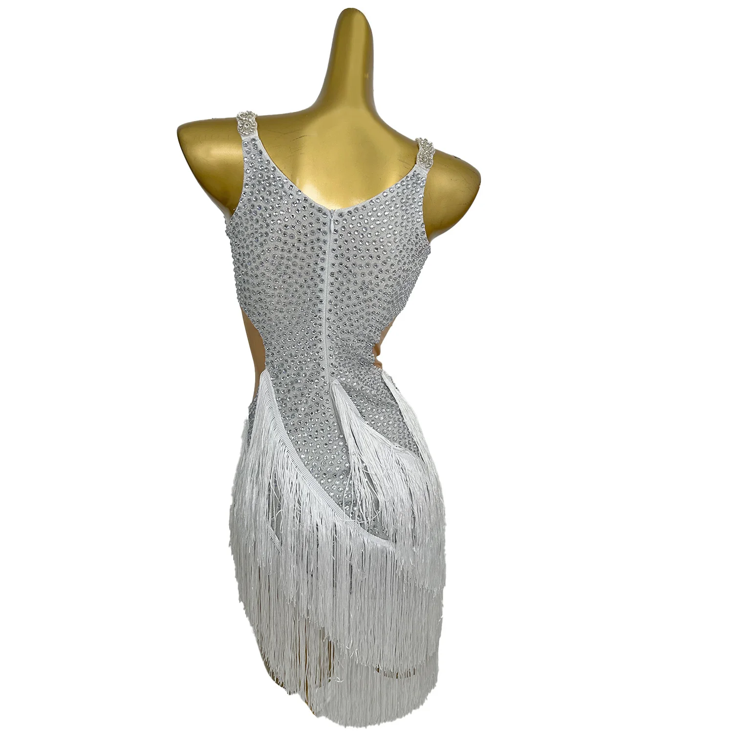 Sexy mouwloze strass kwastje nachtclub feestjurk dames latin dans mini-jurk festival outfit uitgesneden cocktail galajurk