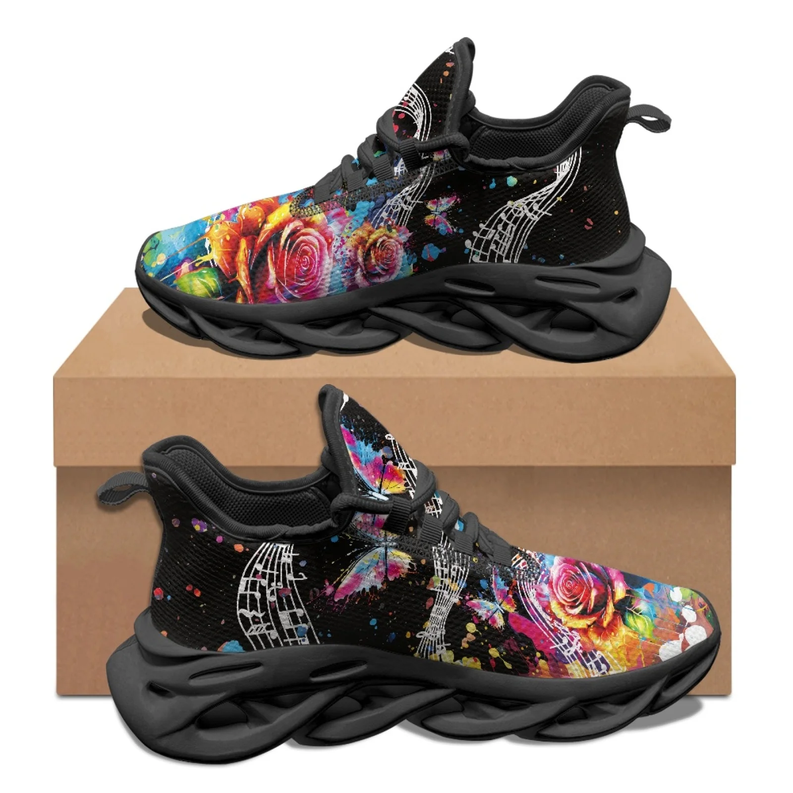 PENSTROLL PENSTROLL Music Note Rose Running Shoes Mesh & EVA Fashion Sneakers Comfortable for Unisex New Design Fall Fashion