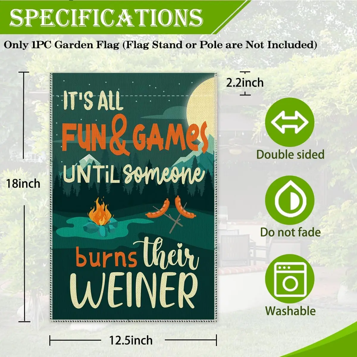 Hafhue It's All Fun Games Until Someone Burns Their Weiner Garden Flag, 12 x 18 In Double Sided Holiday Yard Outdoor Farmhou