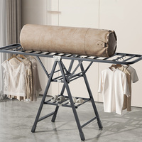 Home Indoor Folding Vertical Vlothes Drying Rack Veranda Steel Clothes Wheels Dryer Removable Quilt Tower Shelf Laundry Holder