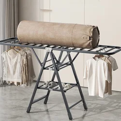 Home Indoor Folding Vertical Vlothes Drying Rack Veranda Steel Clothes Wheels Dryer Removable Quilt Tower Shelf Laundry Holder