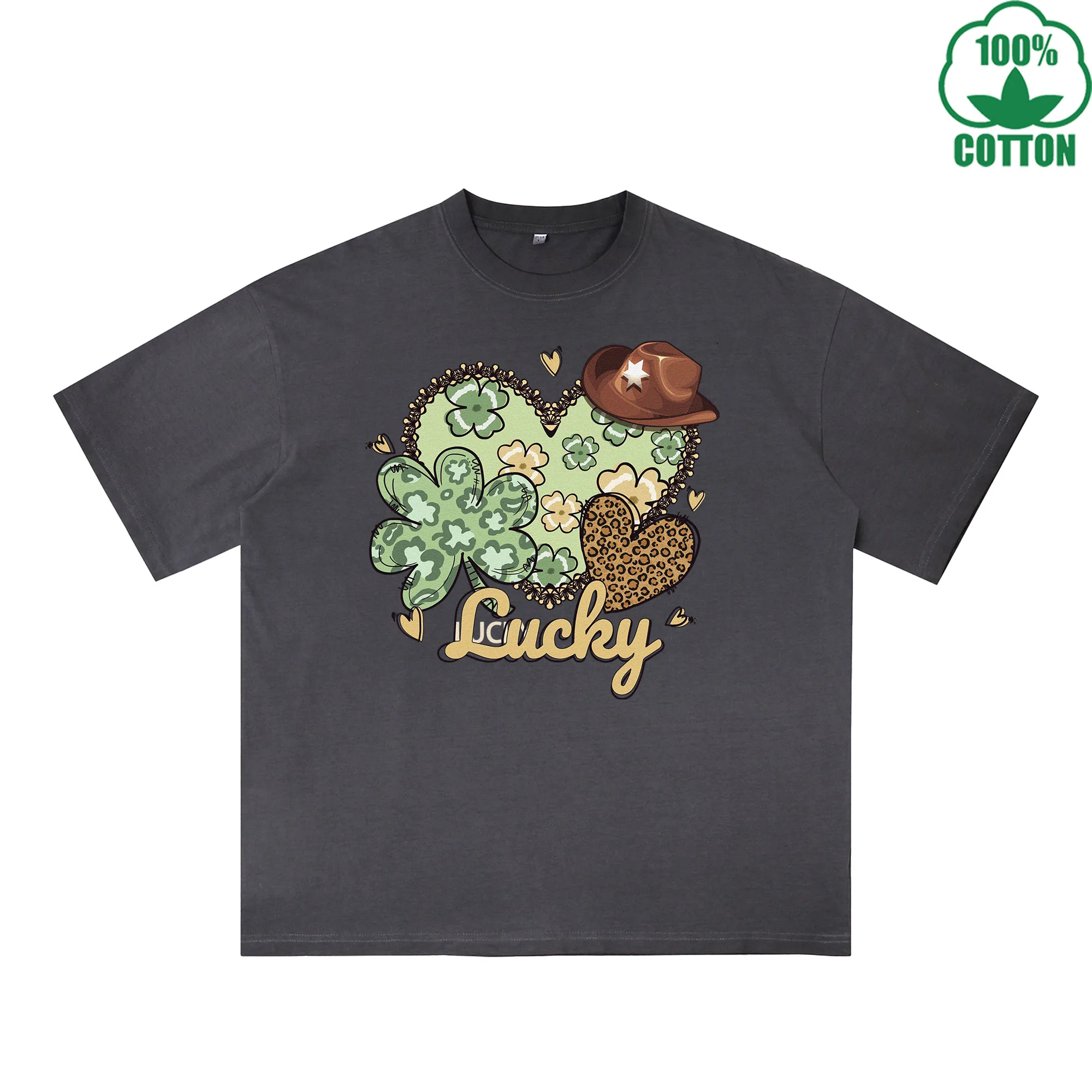 

Футболка с принтом «С Днем святого Патрика», 230 г, разноцветная, свободного кроя, модная, 100% хлопок, с коротким рукавом