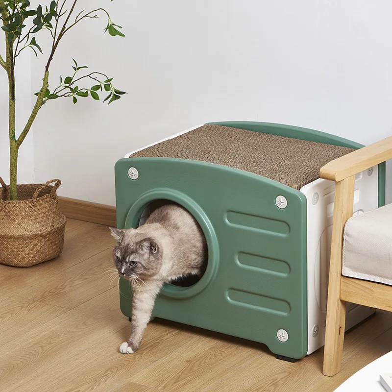 

Multifunctional Pet House with Mat and Cat Scratching Board Cat House PE Thickened Camera Style Creative Cat House