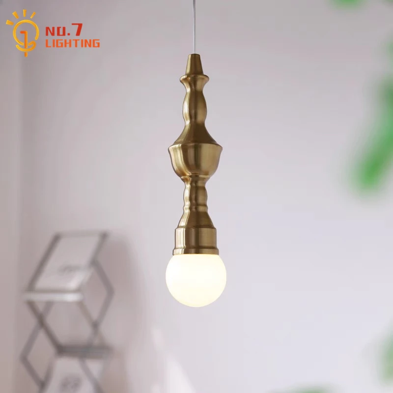 French Vintage Industrial Glass Iron Art Decorative Pendant Lights LED E27 Gold Lustre Roman Column Hanging Lamp Restaurant Bar