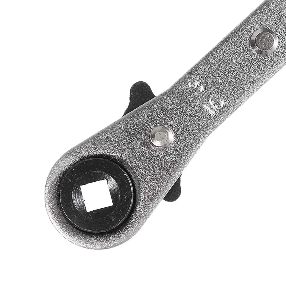 Ratchet Style Wrench for Air Conditioning Systems with Multi Size Square Drive for Valve Stem in Hard to Reach Places