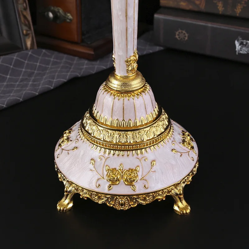 الفاخرة 3/5-الذراع خمر الشمعدانات الوردية حامل شموع معدني أوروبي للشموع المستدقة ديكور المنزل الأنيق #5