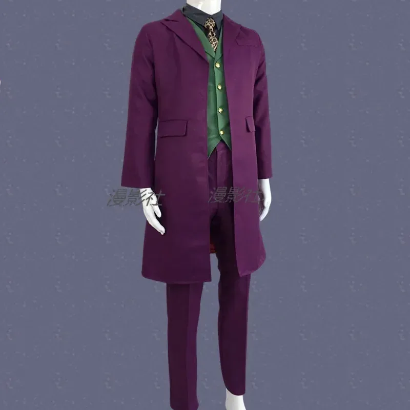 

2025 12 1:1 мужской костюм рыцаря из фильма на Хэллоуин, Джокер, Хит Леджер, костюм для косплея, фиолетовая куртка, полный комплект