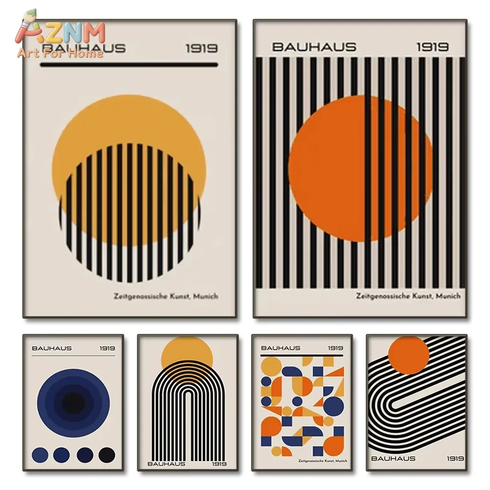 Mid-Century Modern Bauhaus Abstrakte Geometrische Poster Wandkunst Leinwanddrucke Bilder Galerie Wohnzimmer Inneneinrichtung