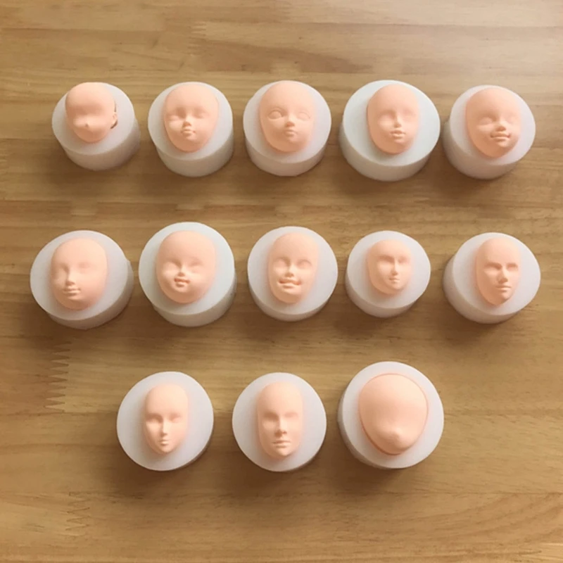 3D  Soft Clay Mold Dolls Face Silicone Mold Cake Decorating Tools Chocolate Candy Cupcake  Clay Soap Mold N84C