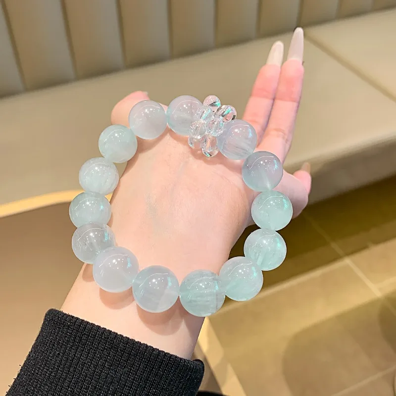 

Minar Textured 12mm Blue Green Clear Crystal Natural Stone Round Circle Elastic Strand Bracelets for Women Wholesale Accessories